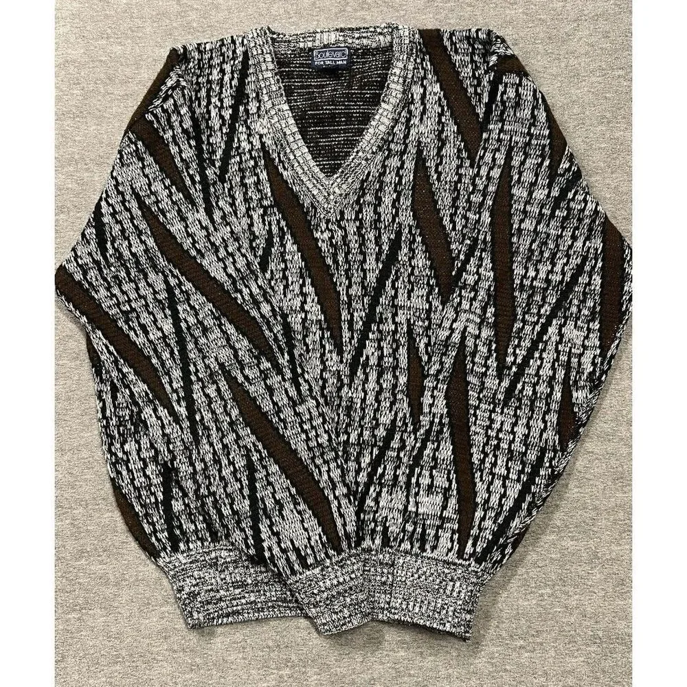 Boulevard For Big Men Vintage Coogi Style Sweater 2XLT V Neck